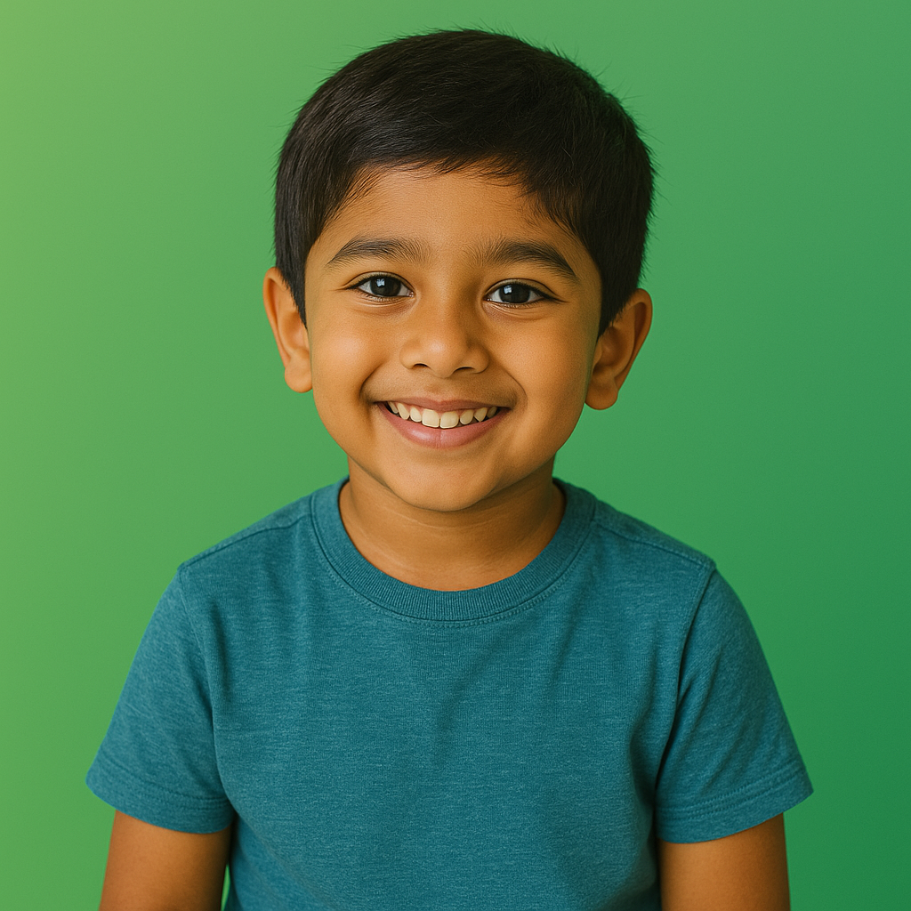 Smiling child supported by Daveed Care